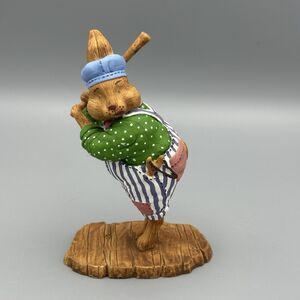 Vintage Dept 56 General Store Rabbit Figurine Boy Bunny Holding Baseball Bat